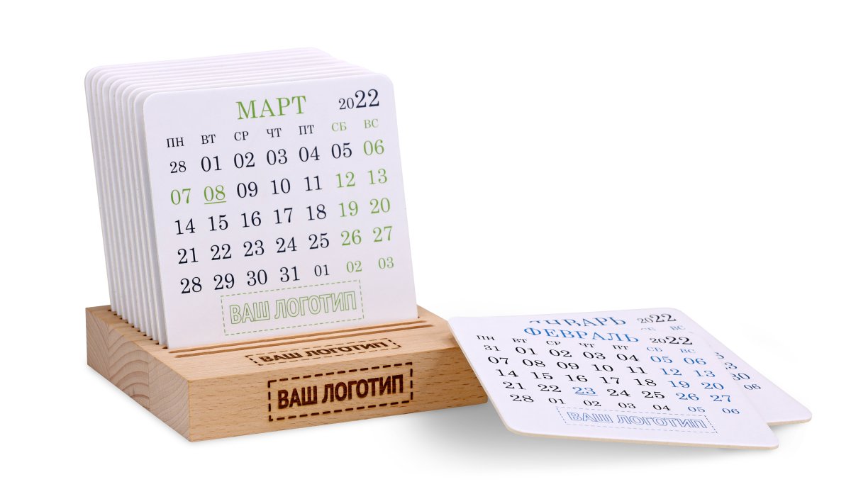 Настольный деревянный календарь UNO 2023-2024 / Slimpad