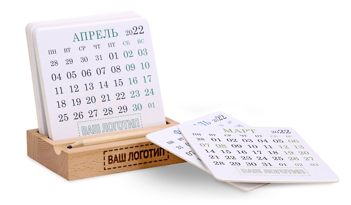 Деревянный настольный календарь DUO 2023-2024 / Slimpad